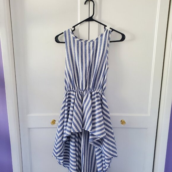 Women's Blue and white striped high low top - Picture 3 of 4